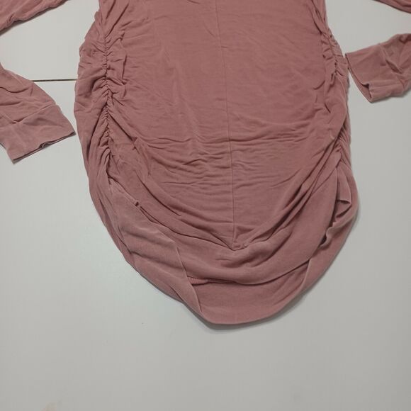 Isabel Womens Maternity S Sweater Pink Modal Spandex Long Sleeve Lace Notch Neck - Picture 3 of 12